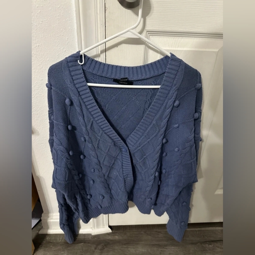 Zara Blue Textured Cardigan